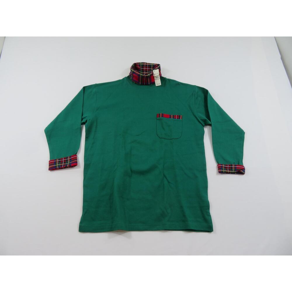 Talbots Green Shirt, Turtle Neck Long Sleeve Pocket, Womens Sz L New NWT